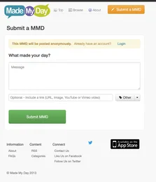 Made My Day website form for submitting a post