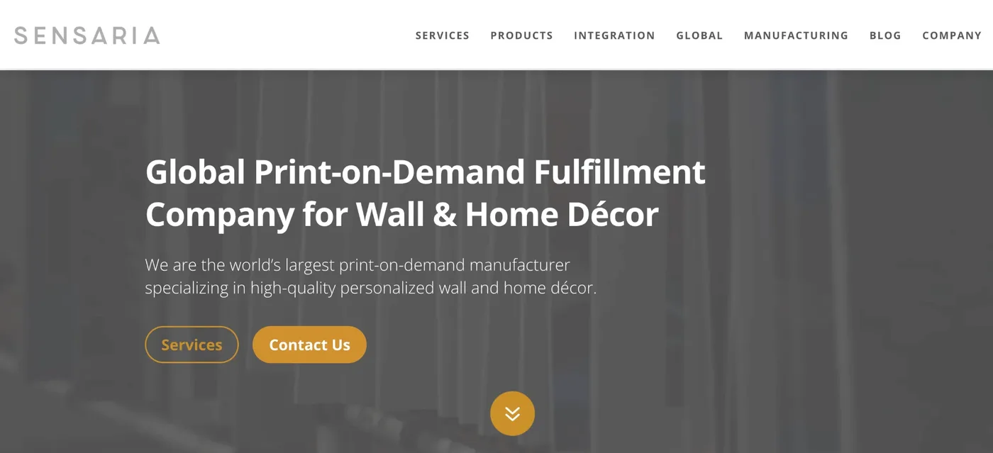 Sensaria homepage: Global Print-on-Demand Fulfillment Company for Wall and Home D&eacute;cor